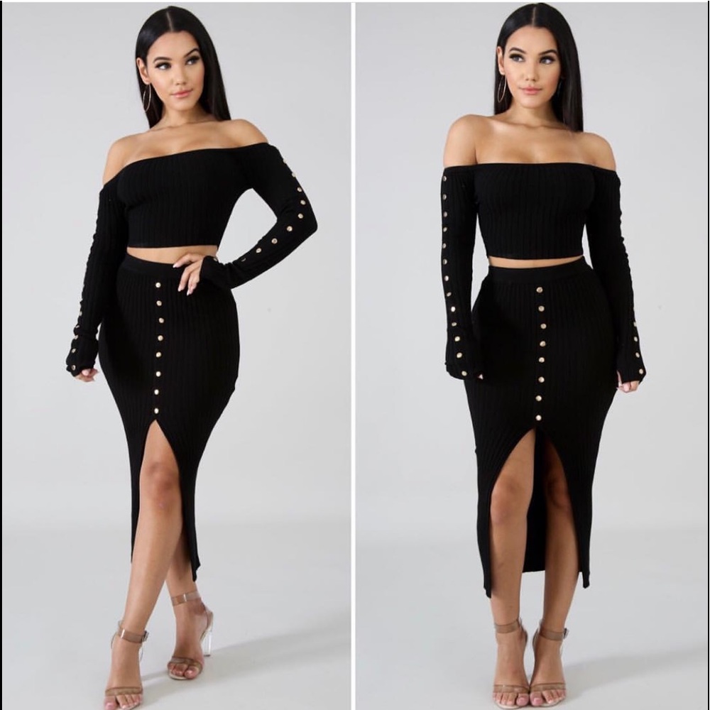 Remember Me Two Piece Knit Skirt Set